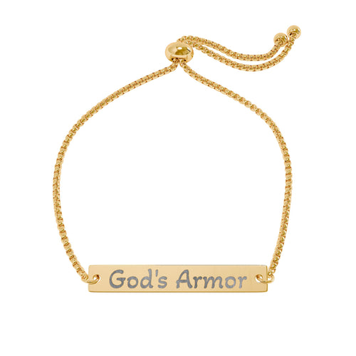 God's Armor Engraved Bar Bracelet - Adjustable Inspirational Jewelry