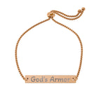 God's Armor Engraved Bar Bracelet - Adjustable Inspirational Jewelry