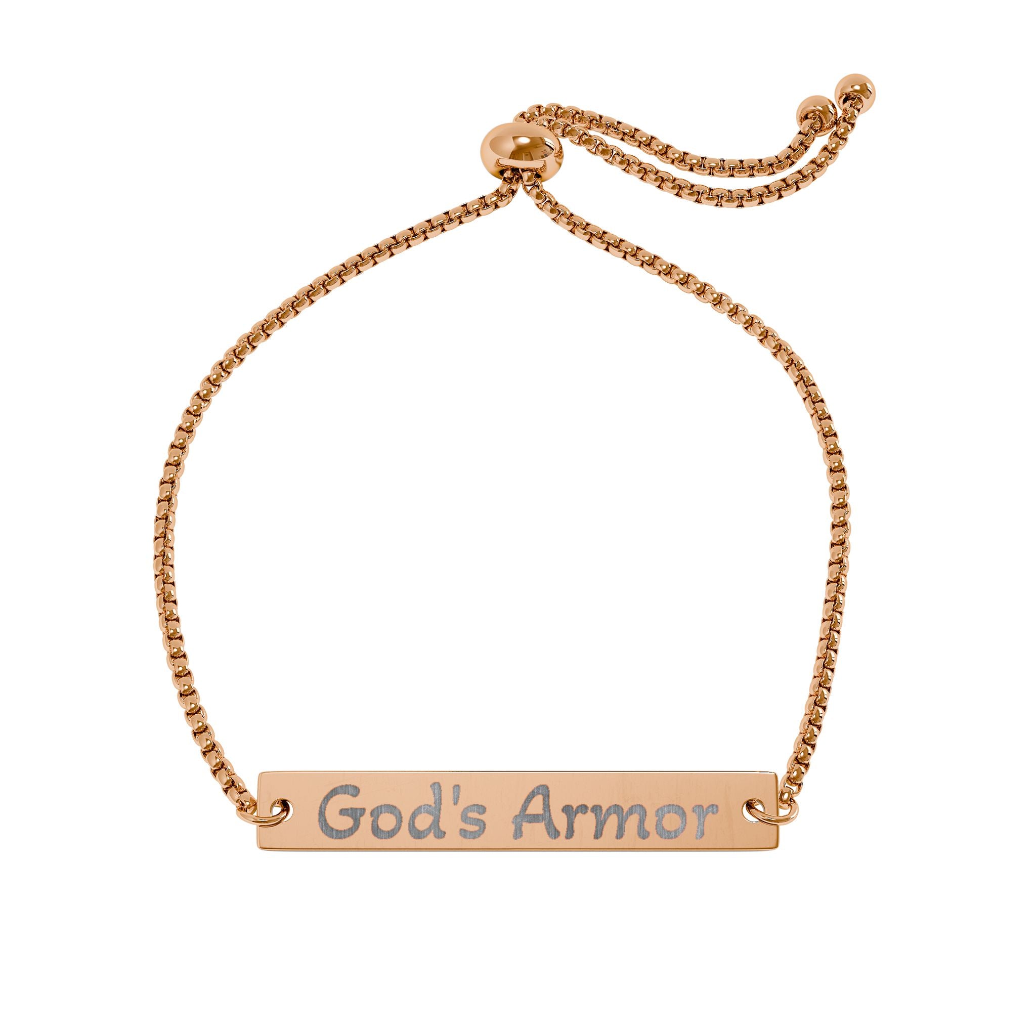 God's Armor Engraved Bar Bracelet - Adjustable Inspirational Jewelry