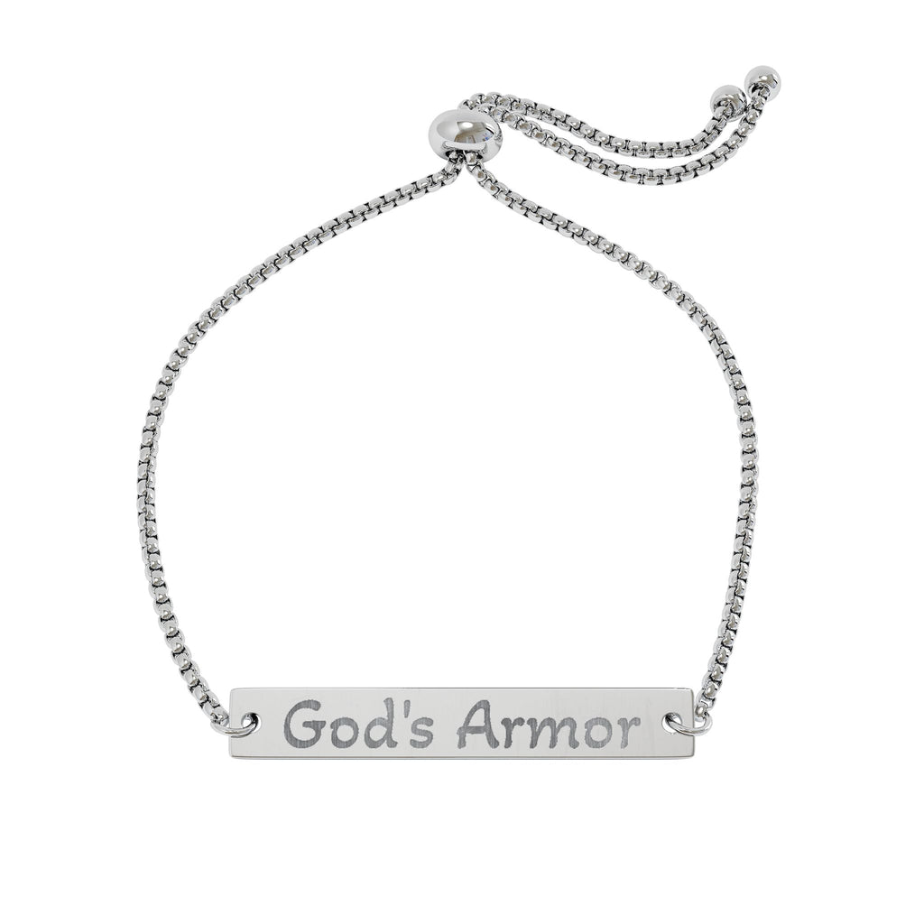 God's Armor Engraved Bar Bracelet - Adjustable Inspirational Jewelry
