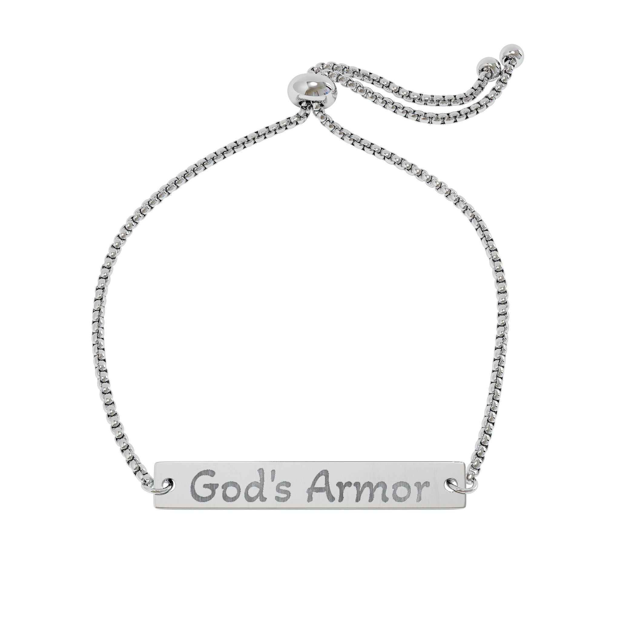 God's Armor Engraved Bar Bracelet - Adjustable Inspirational Jewelry