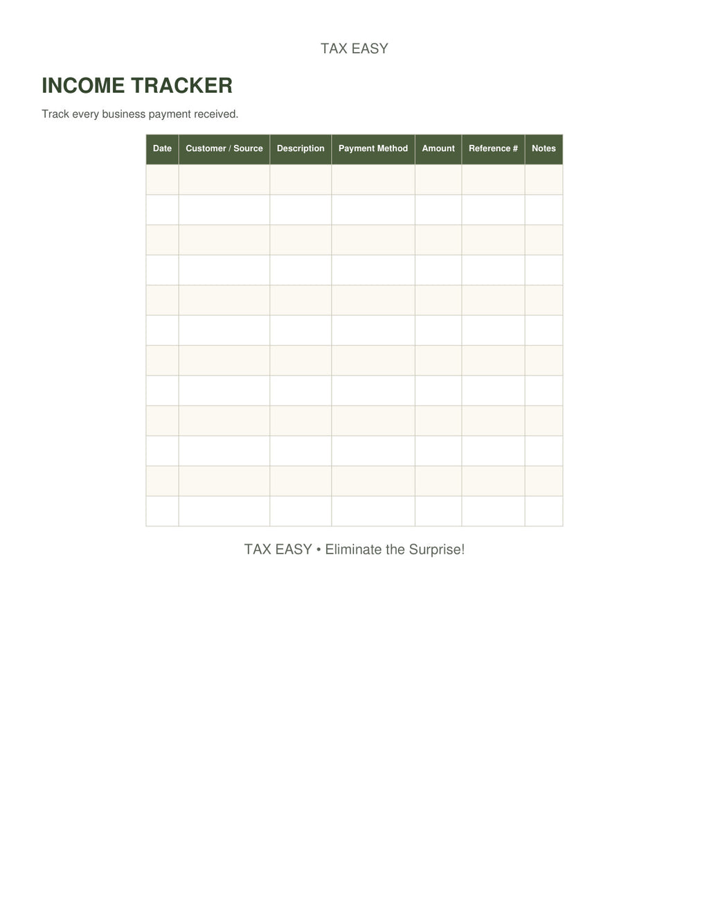 Tax Easy income tracker preview