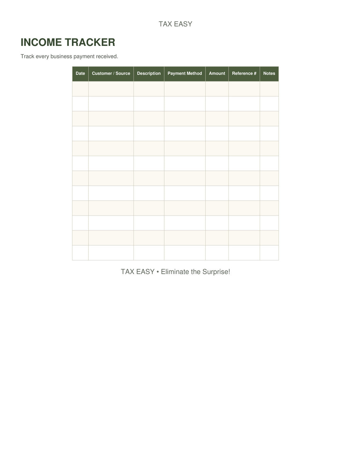 Tax Easy income tracker preview