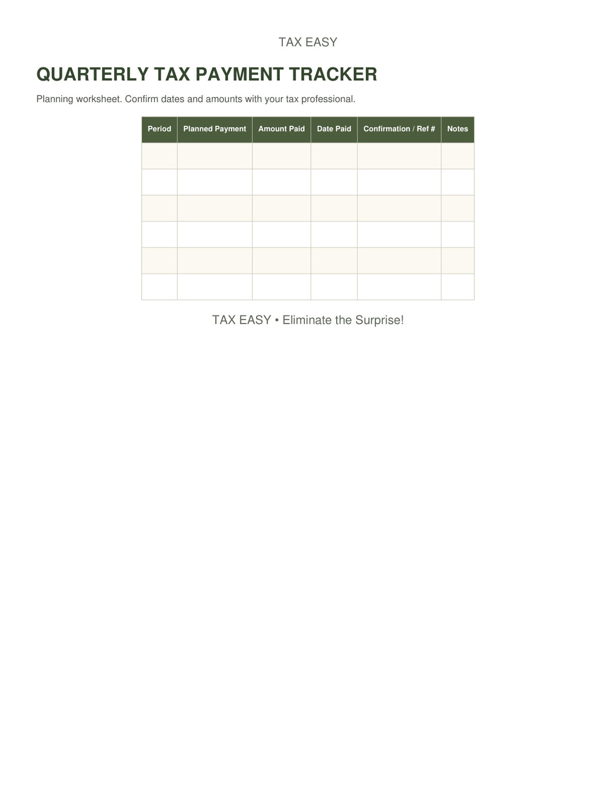 Tax Easy profit and loss preview